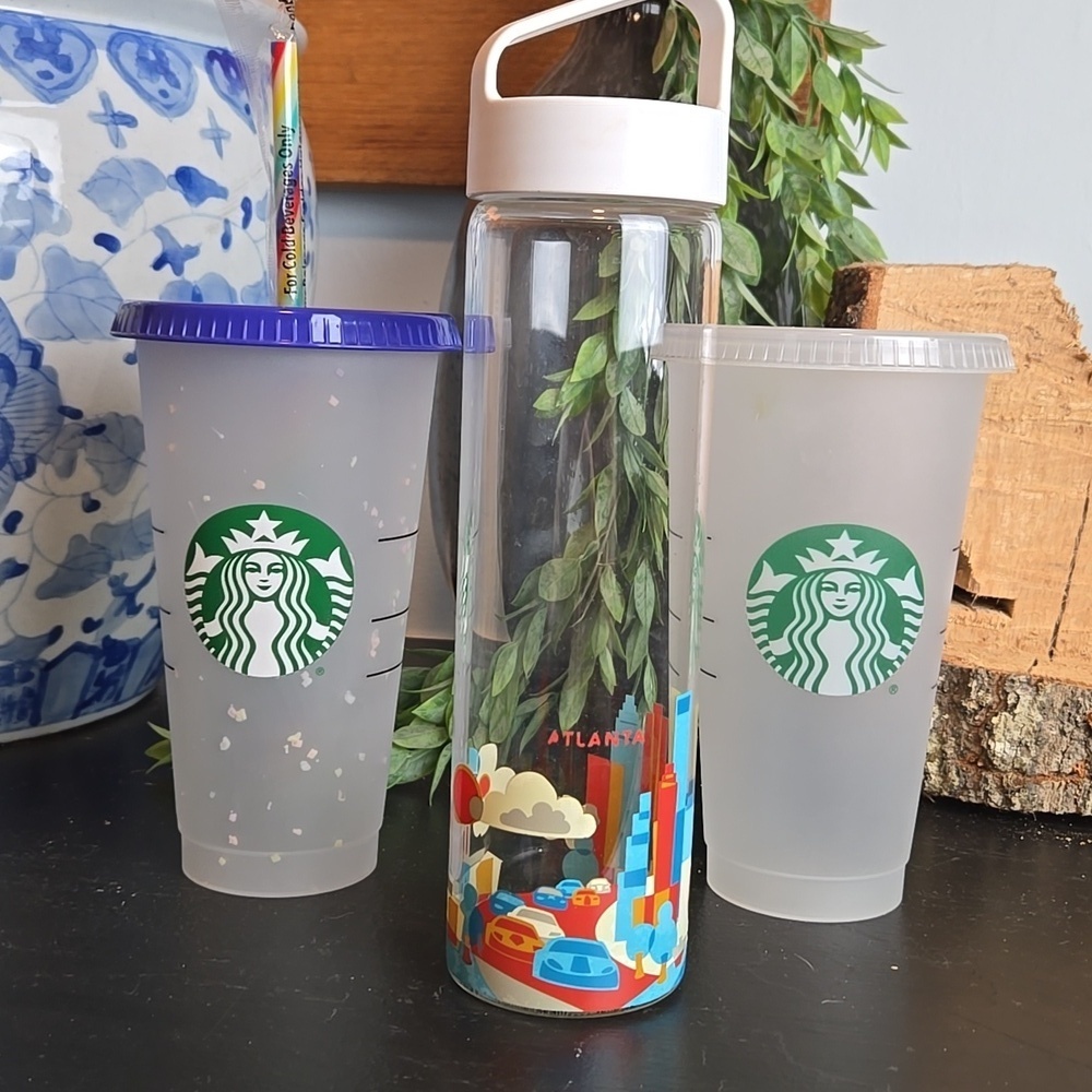Starbucks Tumblers Lot- Atlanta YOU ARE HERE Collection glass bottle with lid